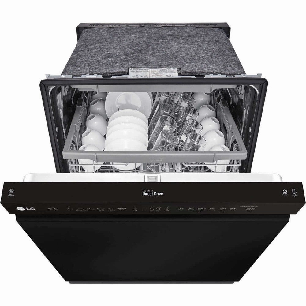 LG 24 in. Front Control Dishwasher with QuadWash and 3rd Rack in Smooth Black (LDFN4542B)