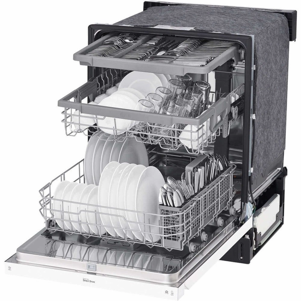 LG 24 in. Front Control Dishwasher with QuadWash and 3rd Rack in White (LDFN4542W)