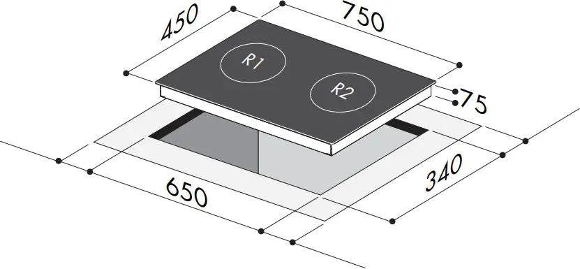 Mayer 75cm 2 Zone Hybrid Induction Hob MM75IDHB