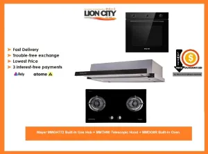 Mayer MMGH772 Built-In Gas Hob   MMTH90 Telescopic Hood   MMDO8R Built-In Oven