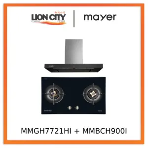Mayer MMGH7721HI 76cm 2 Burner Glass Gas Hob   MMBCH900I Chimney Hood