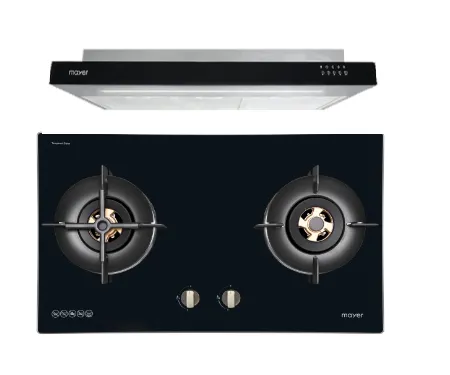 Mayer MMGH7721HI 76cm 2 Burner Glass Gas Hob   MMSI900LEDHS 90cm Semi-integrated Slimline Hood
