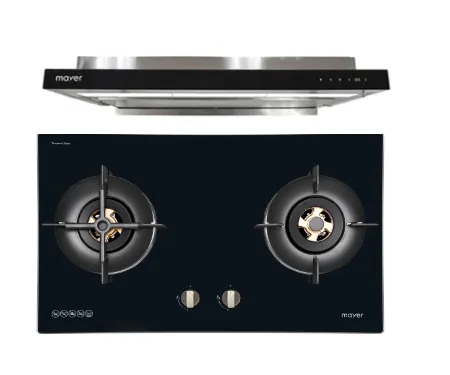 Mayer MMGH7721HI 76cm 2 Burner Glass Gas Hob   MMSI903OT Cm Semi-integrated Hood With Oil Tray