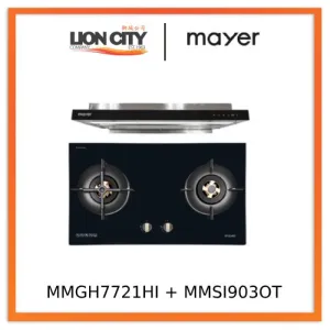 Mayer MMGH7721HI 76cm 2 Burner Glass Gas Hob   MMSI903OT Cm Semi-integrated Hood With Oil Tray