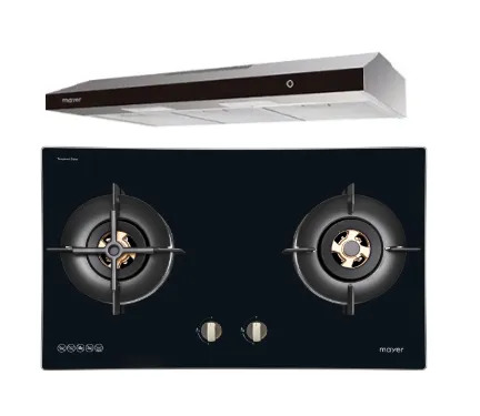 Mayer MMGH7721HI 76cm 2 Burner Glass Gas Hob   MMSL902BE  90cm Slimline Hood