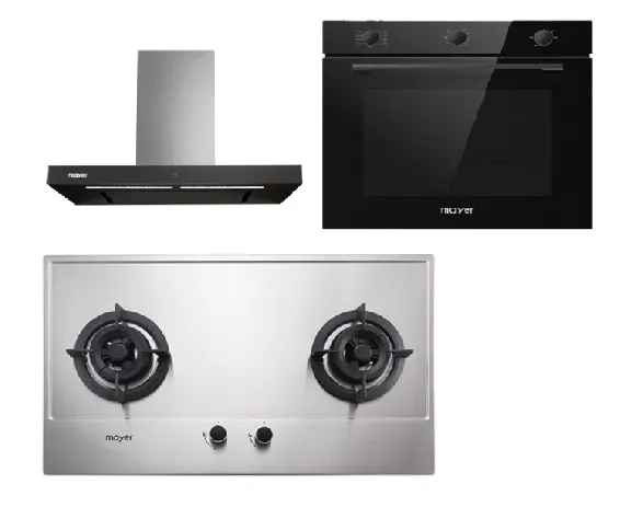 Mayer MMGH772/SS772 Built-In Gas Hob   MMBCH900I Chimney Hood   MMDO8R 60 cm Built-in Oven with Smoke Ventilation