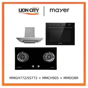 Mayer MMGH772/SS772 Built-In Gas Hob   MMCH905 90cm Chimney Hood   MMDO8R 60 cm Built-in Oven with Smoke Ventilation