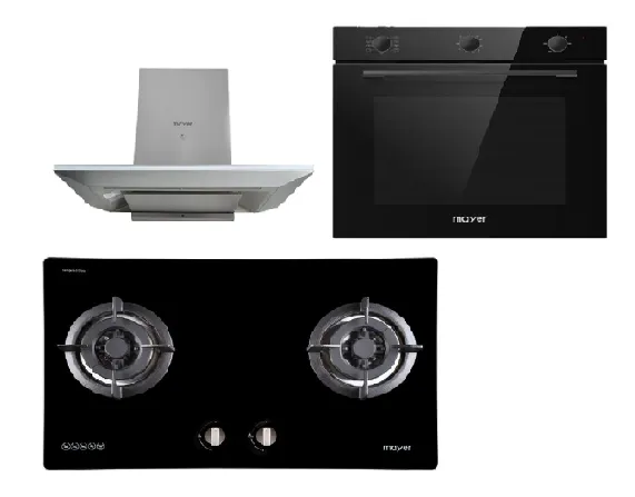 Mayer MMGH772/SS772 Built-In Gas Hob   MMCH905 90cm Chimney Hood   MMDO8R 60 cm Built-in Oven with Smoke Ventilation