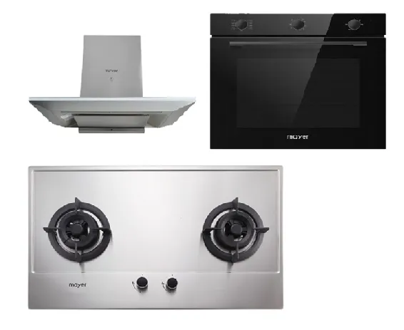 Mayer MMGH772/SS772 Built-In Gas Hob   MMCH905 90cm Chimney Hood   MMDO8R 60 cm Built-in Oven with Smoke Ventilation