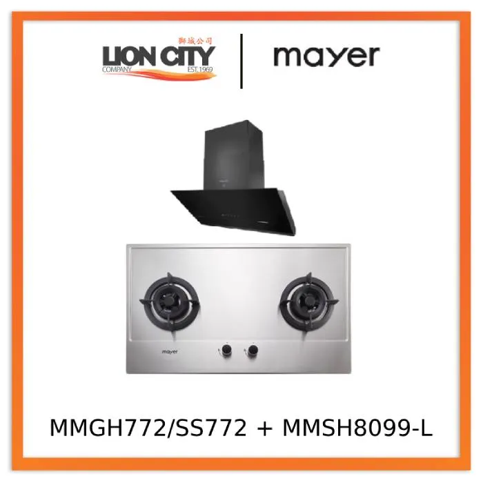 Mayer MMGH772/SS772 Built-In Gas Hob   MMSH8099-L Angled Chimney Hood