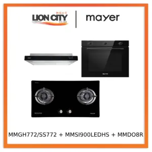 Mayer MMGH772/SS772 Built-In Gas Hob   MMSI900LEDHS 90cm Semi-integrated Slimline Hood   MMDO8R 60 cm Built-in Oven with Smoke Ventilation