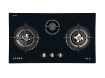 Mayer MMGH7731HI 76cm 3 Burner Glass Gas Hob   MMBCH900I Chimney Hood   MMDO8R 60 cm Built-in Oven with Smoke Ventilation