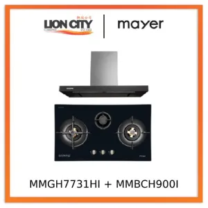 Mayer MMGH7731HI 76cm 3 Burner Glass Gas Hob   MMBCH900I Chimney Hood
