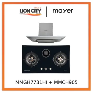 Mayer MMGH7731HI 76cm 3 Burner Glass Gas Hob   MMCH905 90cm Chimney Hood