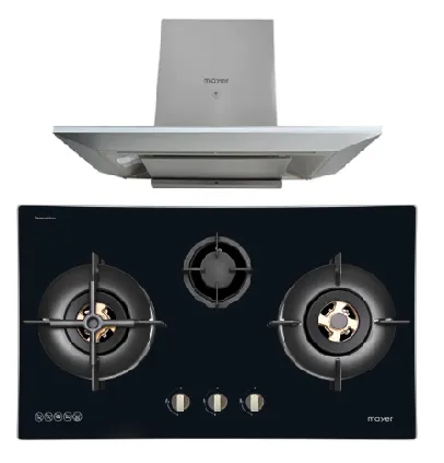 Mayer MMGH7731HI 76cm 3 Burner Glass Gas Hob   MMCH905 90cm Chimney Hood