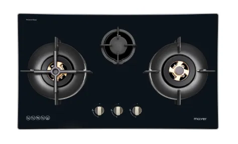 Mayer MMGH7731HI 76cm 3 Burner Glass Gas Hob   MMCH905 90cm Chimney Hood