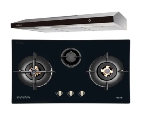 Mayer MMGH7731HI 76cm 3 Burner Glass Gas Hob   MMSL902BE  90cm Slimline Hood