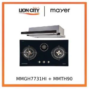 Mayer MMGH7731HI 76cm 3 Burner Glass Gas Hob   MMTH90 Telescopic Hood
