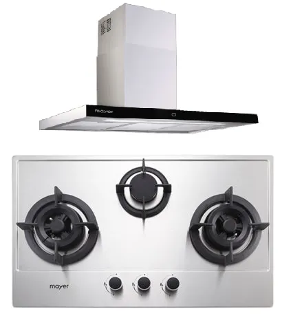 Mayer MMGH773/SS773 Built-In Gas Hob 3 Burners   MMCH407I 90cm Chimney Hood