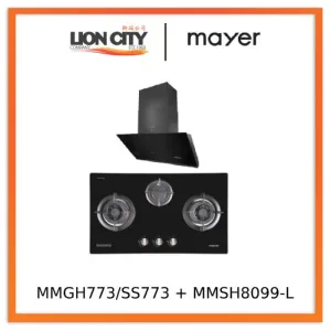 Mayer MMGH773/SS773 Built-In Gas Hob 3 Burners   MMSH8099-L Angled Chimney Hood