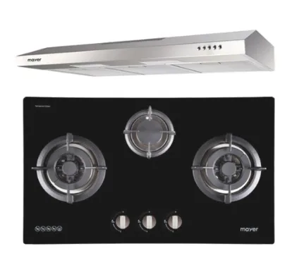 Mayer MMGH773/SS773 Built-In Gas Hob 3 Burners   MMSL901SM 90 Cm Slimline Hood