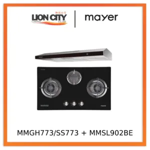 Mayer MMGH773/SS773 Built-In Gas Hob 3 Burners   MMSL902BE 90cm Slimline Hood