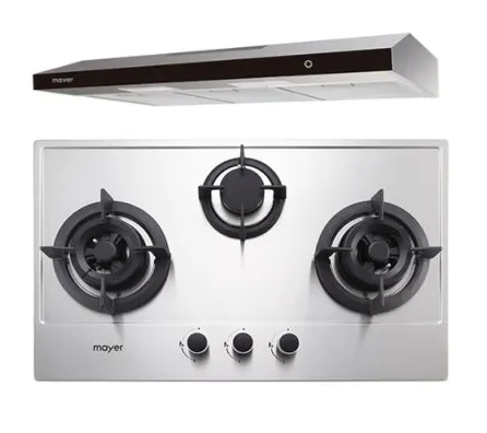Mayer MMGH773/SS773 Built-In Gas Hob 3 Burners   MMSL902BE 90cm Slimline Hood