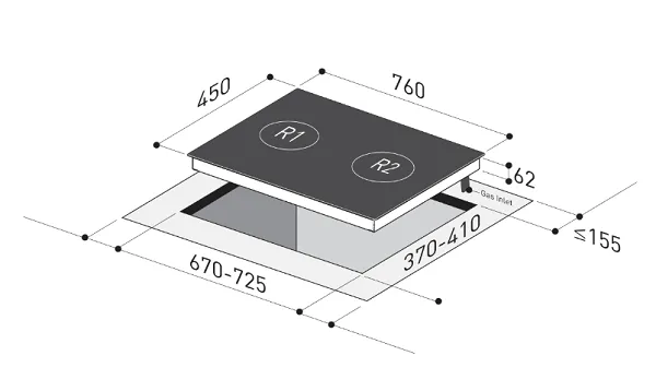 Mayer MMGH792HE 76cm 2 Burner Gas Hob