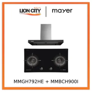 Mayer MMGH792HE 76cm 2 Burner Glass Gas Hob   MMBCH900I Chimney Hood