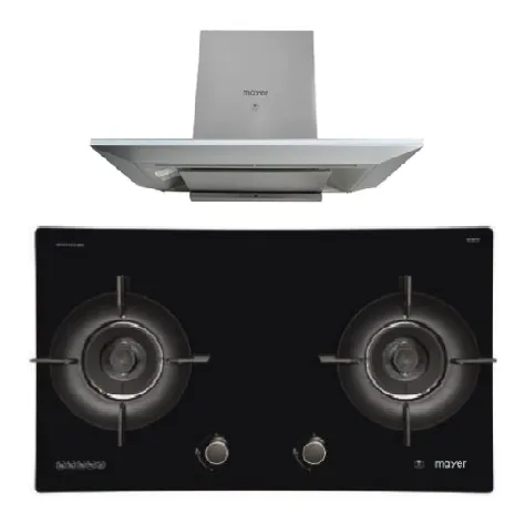 Mayer MMGH792HE 76cm 2 Burner Glass Gas Hob   MMCH905 90cm Chimney Hood
