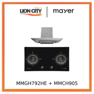 Mayer MMGH792HE 76cm 2 Burner Glass Gas Hob   MMCH905 90cm Chimney Hood
