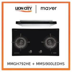 Mayer MMGH792HE 76cm 2 Burner Glass Gas Hob    MMSI900LEDHS 90cm Semi-integrated Slimline Hood