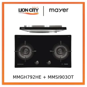 Mayer MMGH792HE 76cm 2 Burner Glass Gas Hob   MMSI903OT Cm Semi-integrated Hood With Oil Tray