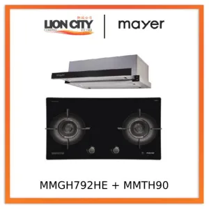 Mayer MMGH792HE 76cm 2 Burner Glass Gas Hob   MMTH90 Telescopic Hood