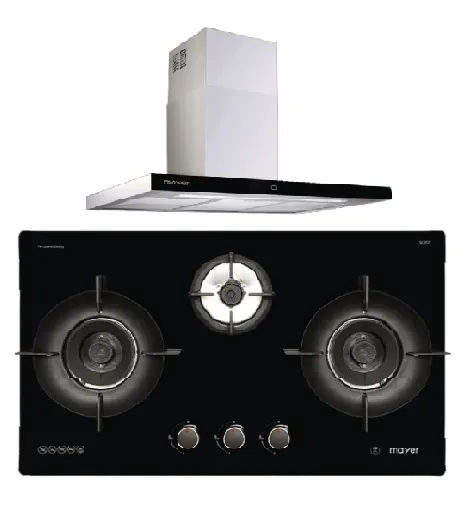 Mayer MMGH793HE 76cm 3 Burner Gas Hob   MMCH407I 90cm Chimney Hood
