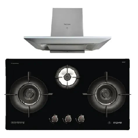 Mayer MMGH793HE 76cm 3 Burner Gas Hob   MMCH905 90cm Chimney Hood
