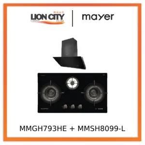 Mayer MMGH793HE 76cm 3 Burner Gas Hob   MMSH8099-L Angled Chimney Hood