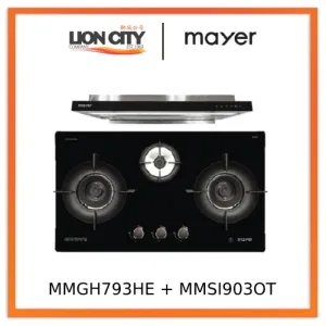 Mayer MMGH793HE 76cm 3 Burner Gas Hob   MMSI903OT Cm Semi-integrated Hood With Oil Tray