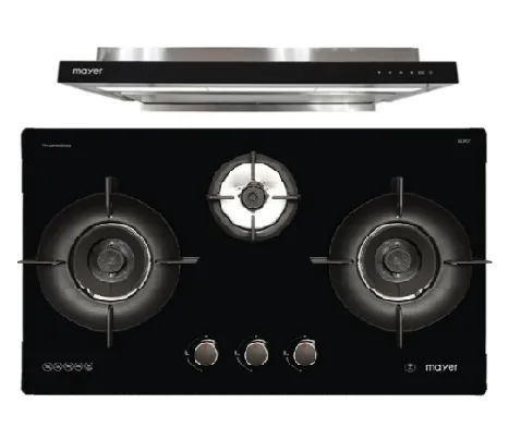 Mayer MMGH793HE 76cm 3 Burner Gas Hob   MMSI903OT Cm Semi-integrated Hood With Oil Tray