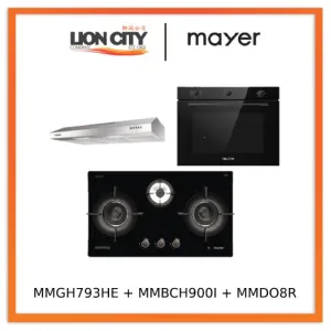 Mayer MMGH793HE 76cm 3 Burner Gas Hob   MMSL901SM 90 Cm Slimline Hood   MMDO8R 60 cm Built-in Oven with Smoke Ventilation