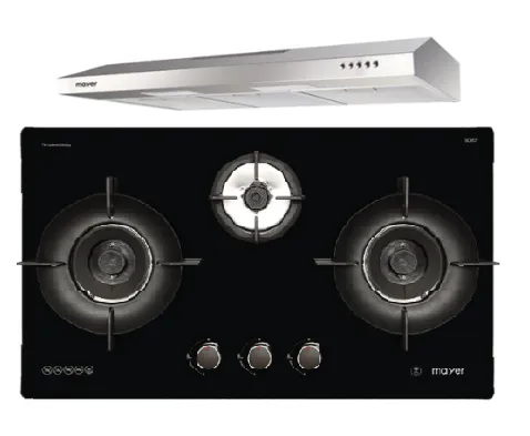 Mayer MMGH793HE 76cm 3 Burner Gas Hob   MMSL901SM 90 Cm Slimline Hood