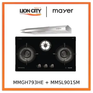 Mayer MMGH793HE 76cm 3 Burner Gas Hob   MMSL901SM 90 Cm Slimline Hood