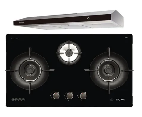 Mayer MMGH793HE 76cm 3 Burner Gas Hob   MMSL902BE  90cm Slimline Hood