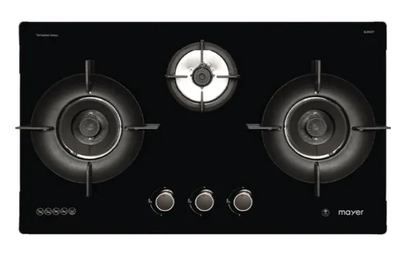 Mayer MMGH793HE 76cm 3 Burner Gas Hob   MMSL902BE  90cm Slimline Hood