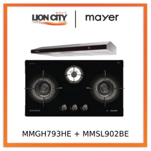 Mayer MMGH793HE 76cm 3 Burner Gas Hob   MMSL902BE  90cm Slimline Hood