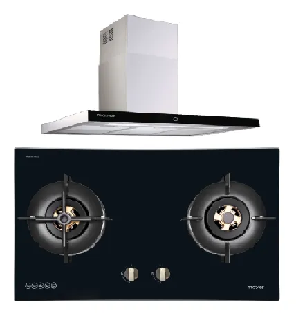 Mayer MMGH8821HI 86cm 2 Burner Glass Gas Hob   MMCH407I 90cm Chimney Hood