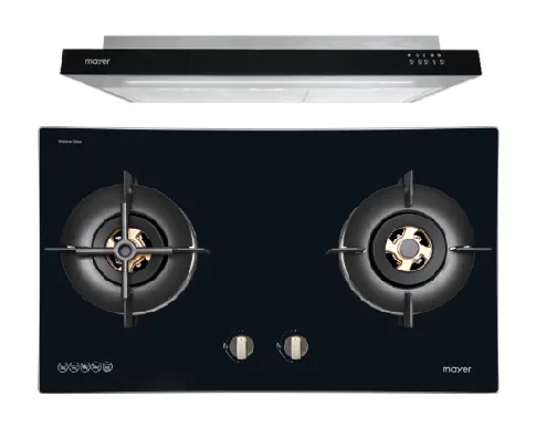Mayer MMGH8821HI 86cm 2 Burner Glass Gas Hob   MMSI900LEDHS 90cm Semi-integrated Slimline Hood