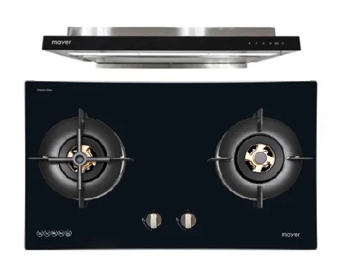 Mayer MMGH8821HI 86cm 2 Burner Glass Gas Hob   MMSI903OT Cm Semi-integrated Hood With Oil Tray