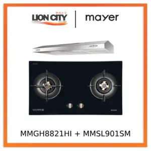 Mayer MMGH8821HI 86cm 2 Burner Glass Gas Hob   MMSL901SM 90 Cm Slimline Hood