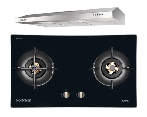 Mayer MMGH8821HI 86cm 2 Burner Glass Gas Hob   MMSL901SM 90 Cm Slimline Hood